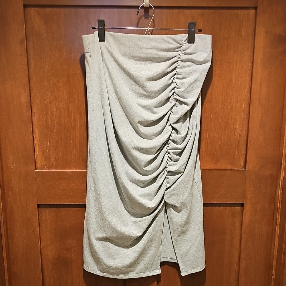 Nine West Gray Ruched Pencil Midi Skirt